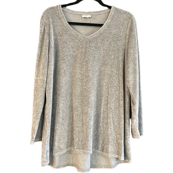 Pure Jill Grey Pima Cotton Long Sleeve Knit Top Women’s Large - Picture 1 of 14
